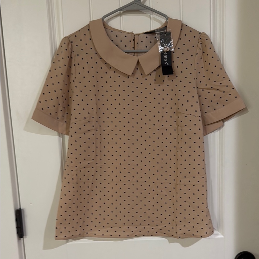 Polka Dot Blouse - Tan